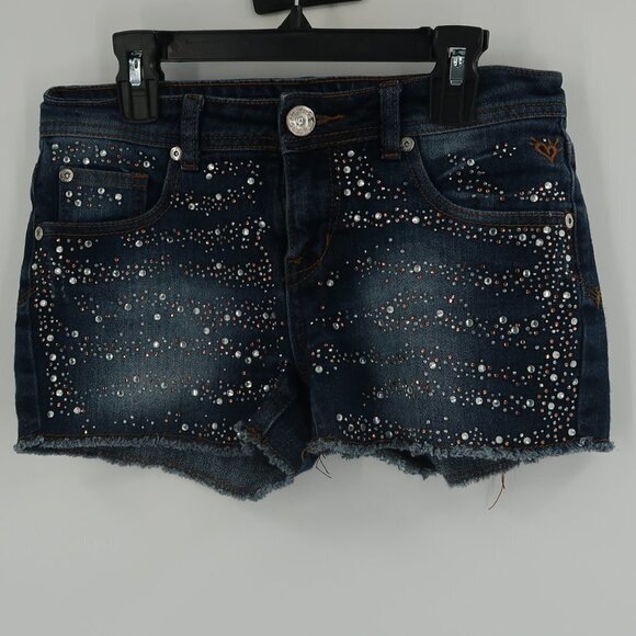 Justice Premium Jeans Girls Denim Cut off Shorts w Rhinestones 12R - Picture 1 of 11